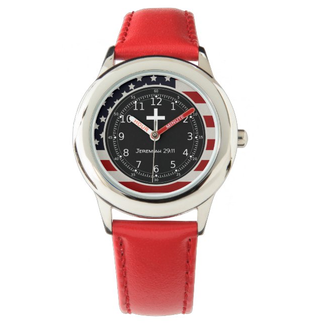 Patriotische Christliche Kinder Armbanduhr (Vorderseite)