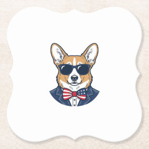 Patriotische Corgi-Sonnenbrille Vintage-Vektor-Art Untersetzer