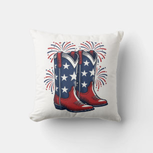 Patriotische Cowboy-Stiefel Vintage Western-Shirt- Kissen