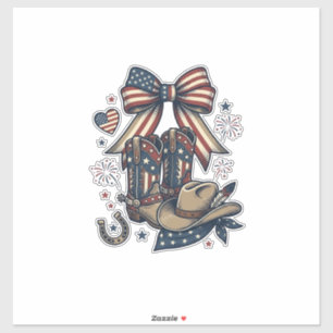 Patriotische Cowgirl-Stiefel und Bow-Western-Shirt Aufkleber