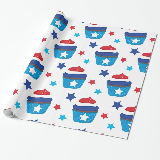 Patriotische Cupcakes Geschenkpapier (Ungerollt)