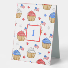 Patriotische Cupcakes/Stars Tischnummer Tischaufsteller