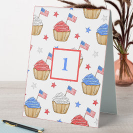 Patriotische Cupcakes/Stars Tischnummer Tischaufsteller