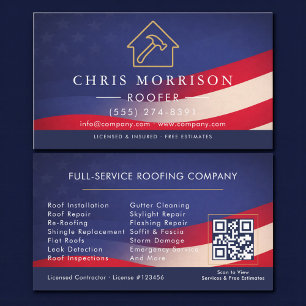 Patriotische Dachdecker-QR-Code-Professionell Visitenkarte