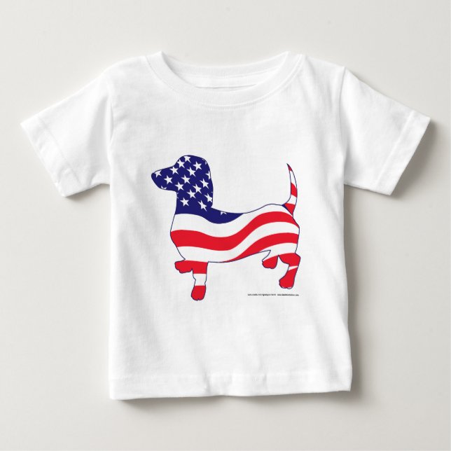 Patriotische Dackel / Dackel Baby T-shirt (Vorderseite)