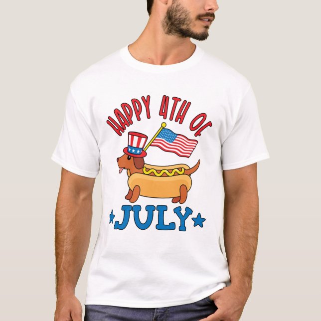Patriotische Dackel Dackel Dog Amerikanische Unabh T-Shirt (Vorderseite)