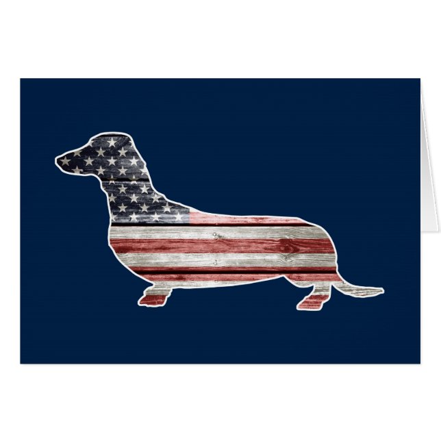 Patriotische Dackel mit amerikanischer Flagge (Vorderseite (Horizontal))