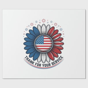 Patriotische Daisy Dank Für Ihren Dienst Shirt-Des Geschenkpapier