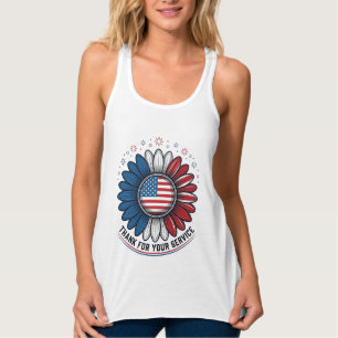 Patriotische Daisy Dank Für Ihren Dienst Shirt-Des Tank Top