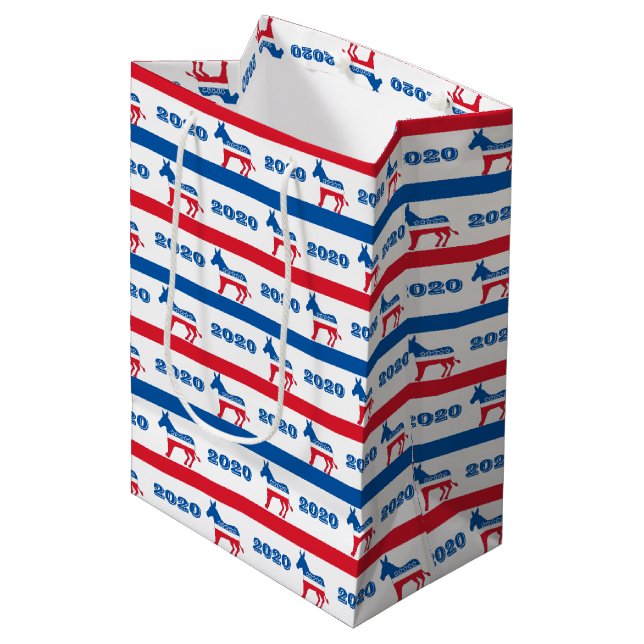 Patriotische Demokrat-Esel-Streifen 2020 Mittlere Geschenktüte (Vorderseite Schrägansicht)