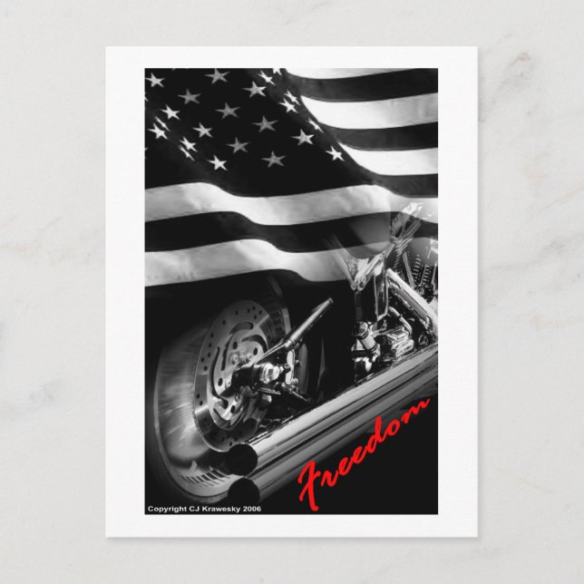 Patriotische Designs - "USA Freedom Motorcycle" Postkarte (Vorderseite)