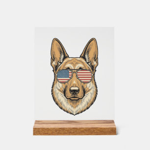 Patriotische Deutsche Schäferhund-Sonnenbrille Vin Acrylschild