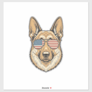 Patriotische Deutsche Schäferhund-Sonnenbrille Vin Aufkleber