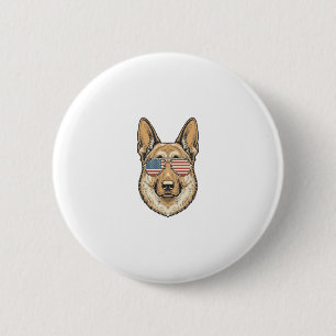 Patriotische Deutsche Schäferhund-Sonnenbrille Vin Button