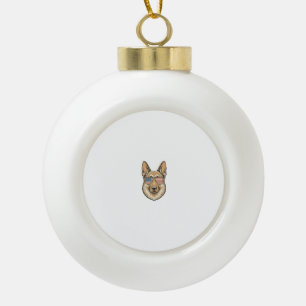 Patriotische Deutsche Schäferhund-Sonnenbrille Vin Keramik Kugel-Ornament