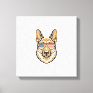 Patriotische Deutsche Schäferhund-Sonnenbrille Vin Leinwanddruck