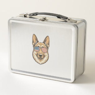 Patriotische Deutsche Schäferhund-Sonnenbrille Vin Metall Brotdose
