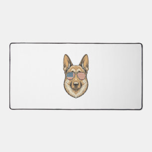 Patriotische Deutsche Schäferhund-Sonnenbrille Vin Schreibtischunterlage