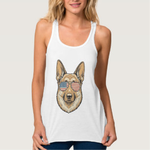Patriotische Deutsche Schäferhund-Sonnenbrille Vin Tank Top