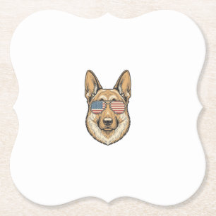 Patriotische Deutsche Schäferhund-Sonnenbrille Vin Untersetzer