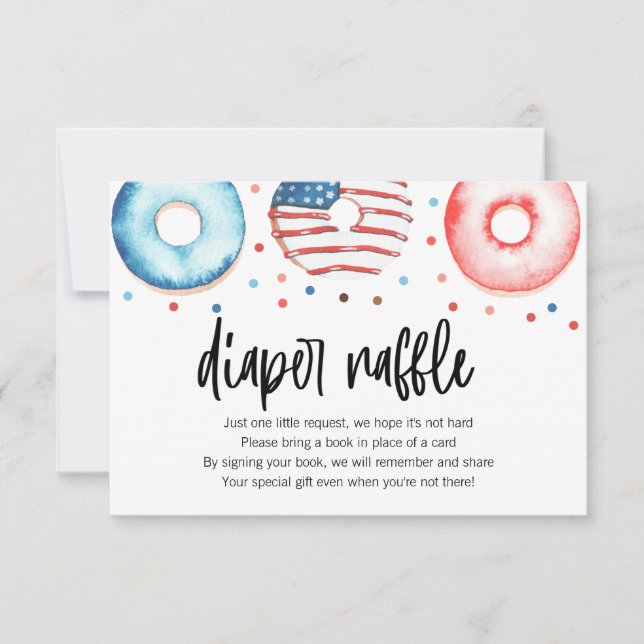 Patriotische Donut Baby Sprinkle Diaper Raffekarte Dankeskarte (Vorderseite)