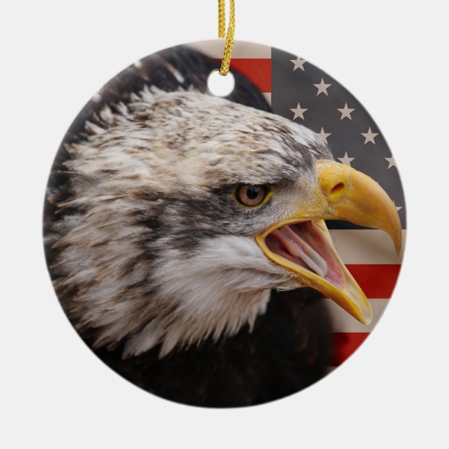Patriotische Eagle-Verzierung Keramikornament (Vorne)