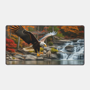 Patriotische Eagle Wasserfälle farbenfrohe Herbstg Schreibtischunterlage