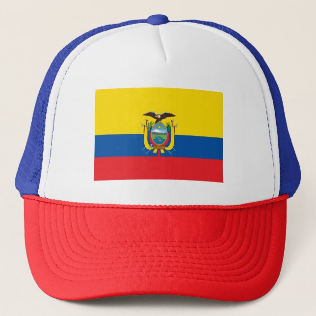 Patriotische Ecuador-Flagge Truckerkappe (Vorderseite)