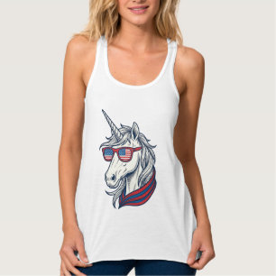 Patriotische Einhorn-Flagge-Sonnenbrille Vintage-V Tank Top