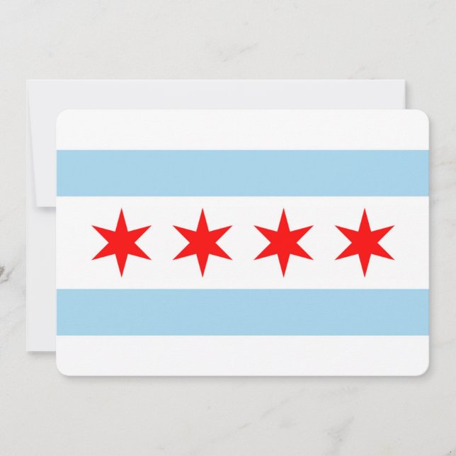 Patriotische Einladungen mit Flagge von Chicago (Vorderseite)