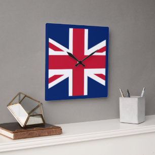 Patriotische englische Flagge Quadratische Wanduhr