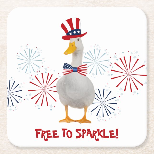 Patriotische Ente frei nach Sparkle Rechteckiger Pappuntersetzer (Vorderseite)