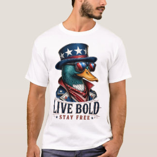Patriotische Ente Lebe Mutig Bleib Frei T-Shirt