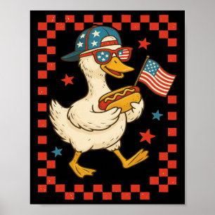Patriotische Ente mit Hot Dog und Flagge Lustig 4. Poster