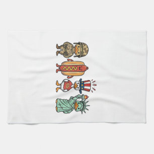 Patriotische Ente und Hot Dog Vintage Vector T-Shi Geschirrtuch