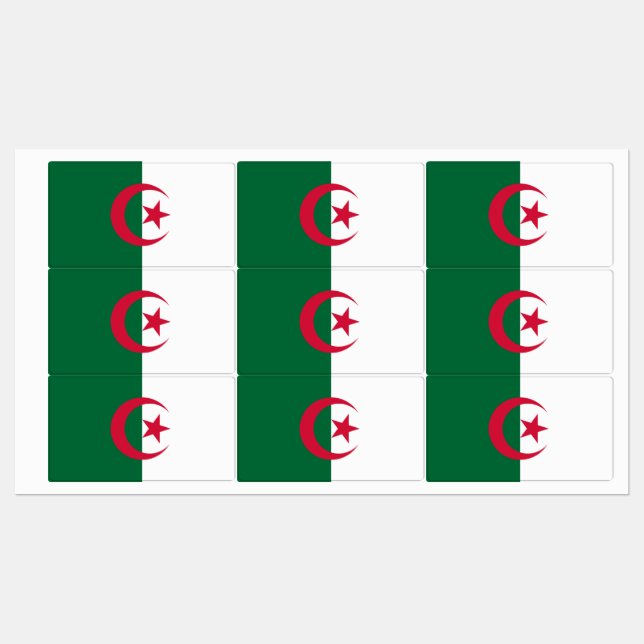 Patriotische Etiketten mit algerischer Flagge (Blatt)