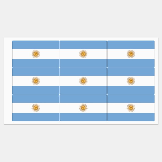 Patriotische Etiketten mit argentinischer Flagge (Blatt)