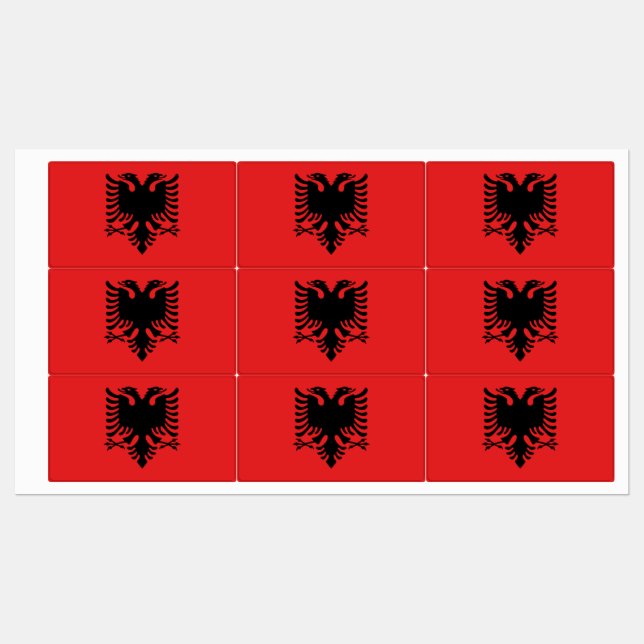 Patriotische Etiketten mit der Flagge Albaniens (Blatt)