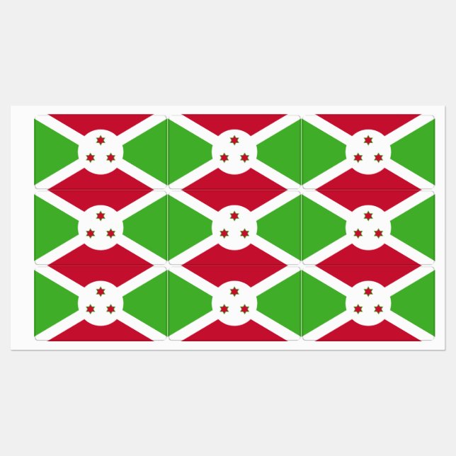 Patriotische Etiketten mit der Flagge Burundis (Blatt)