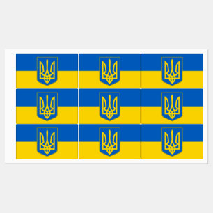 Patriotische Etiketten mit der Flagge der Ukraine 