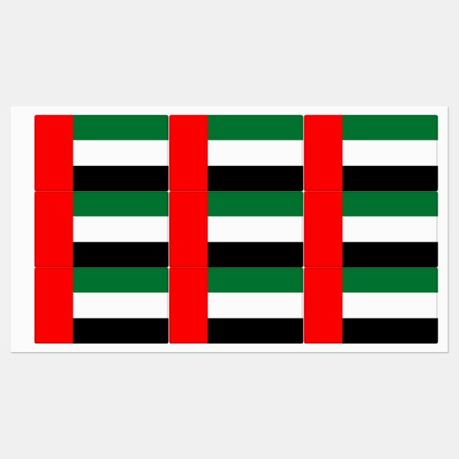 Patriotische Etiketten mit der Flagge der VAE (Blatt)