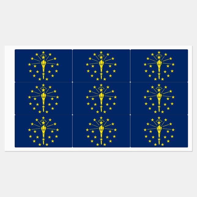 Patriotische Etiketten mit der Flagge des Indiana- (Blatt)