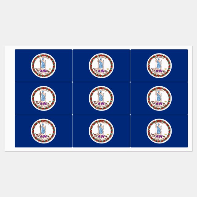 Patriotische Etiketten mit der Flagge des Virginia (Blatt)