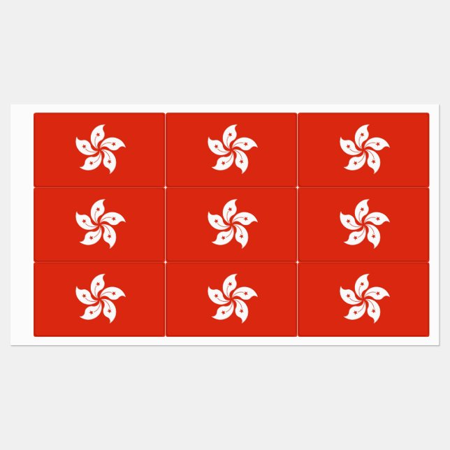 Patriotische Etiketten mit der Flagge Hongkongs (Blatt)