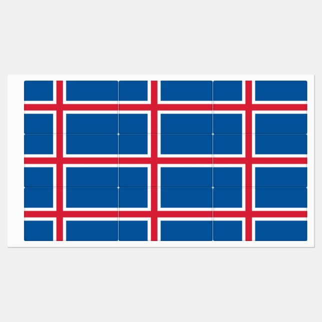 Patriotische Etiketten mit der Flagge Islands (Blatt)