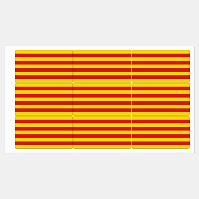 Patriotische Etiketten mit der Flagge Kataloniens (Blatt)