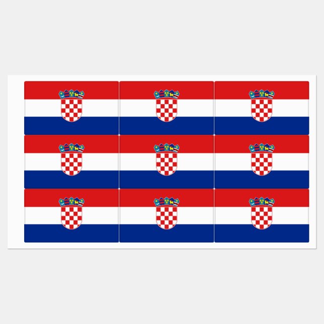 Patriotische Etiketten mit der Flagge Kroatiens (Blatt)