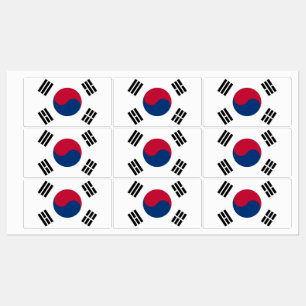 Patriotische Etiketten mit der Flagge Südkoreas