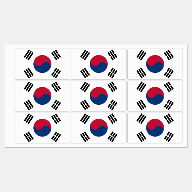 Patriotische Etiketten mit der Flagge Südkoreas (Blatt)