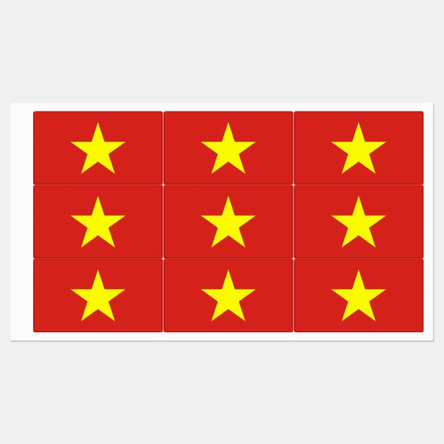 Patriotische Etiketten mit der Flagge Vietnams (Blatt)